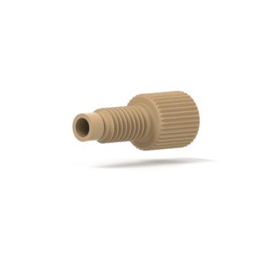 Upchurch Scientific One Piece Super Flangeless Fitting Assembly for 1/16 inch OD Tubing, M6 Flat Bottom, Standard Knurl, PEEK, Natural, 10/pk - P-329X - Click Image to Close